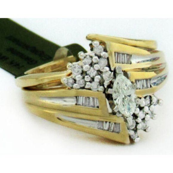 Genuine Diamonds Cocktail Engagement Ring 14k Yellow Gold